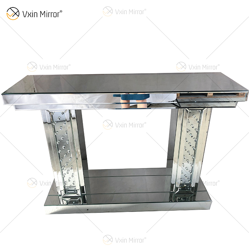 WXWF-531 de lujo con espejo de cristal flotante, consola de pilar, mesa de pasillo, mesa de consola con espejo
