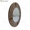 Venta al por mayor WXM-1130 Espejo de pared de diamante triturado redondo Espejo de pared de estilo de lujo marrón