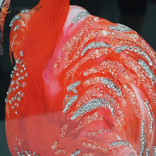Vxin WXMA-57 pintura de porcelana de cristal resina flamenco marco cubierto espejo decorativo arte de pared