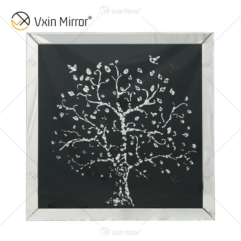 Nevina, decoración de pared, marco de espejo de árbol de manzana de cristal, marco de arte de pared de espejo biselado, forma Rectangular de cristal para sala de estar
