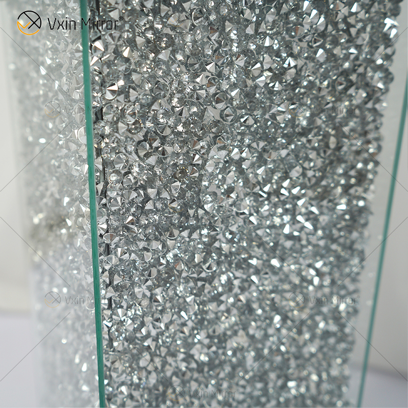 Mesa auxiliar de venta caliente Vxin WXF-979 Mesa auxiliar de espejo de diamante triturado rectangular de diseño moderno