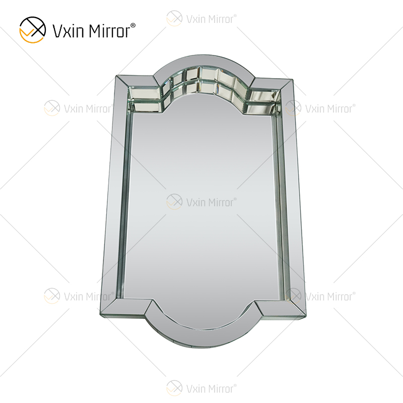 Elegant Decor WXMT-007 Bandeja rectangular con espejo plateado de vidrio moderno