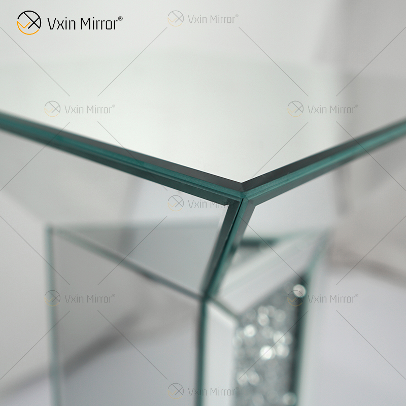 Nuevo diseño Vxin WXF-722 decoración del hogar mesa auxiliar de diamantes triturados mesa auxiliar de muebles de espejo plateado