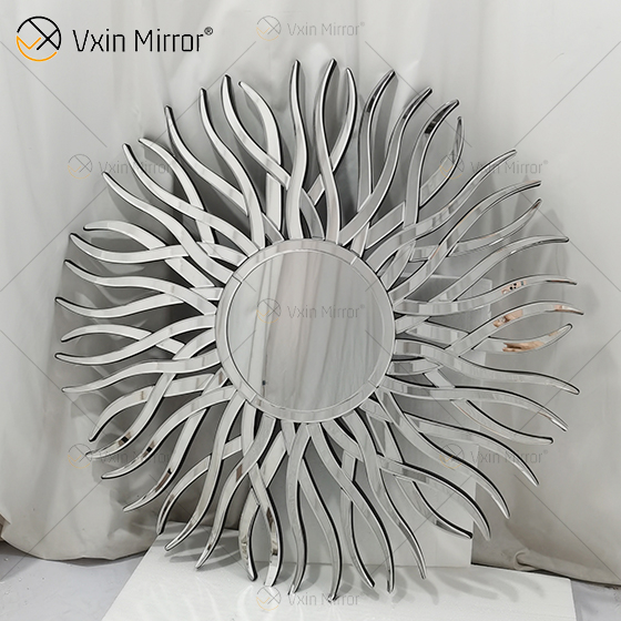 Fuente de fábrica Plata WXM-1655 Espejo de vidrio de pared decorativo con forma geométrica