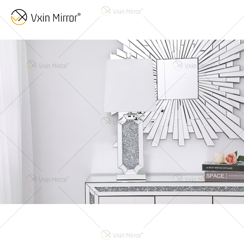Vxin Supply WXTL-004 lámpara de espejo de mesa de cristal triturado de plata moderna para dormitorio