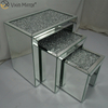 Venta caliente ZH056 Mesa auxiliar cuadrada Vidrio plateado combinado moderno con mesas laterales de espejo de sala de estar con parte superior de diamante de cristal