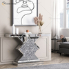 Venta al por mayor, mesa de consola con espejo, consola de mesa de entrada de pasillo de cristal de diamante triturado