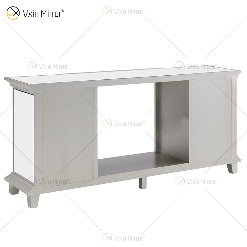 Muebles de Berlín adornados WXF-415 champán plata espejo chimenea soportes de TV gabinete con inserto de viento caliente 2 tipos