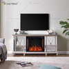 Muebles de Berlín adornados WXF-415 champán plata espejo chimenea soportes de TV gabinete con inserto de viento caliente 2 tipos