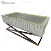 Venta caliente WXF-582 Muebles de diamante triturado de plata con soporte de acero inoxidable con altavoz y mesa de centro LED de diente azul