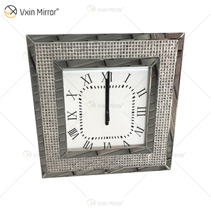 Reloj con espejo moderno WXMC-092 Reloj decorativo de plata con diamante triturado
