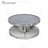 Vxin WXF-270-1 Mesa de centro redonda con espejo de diamante triturado brillante en 3D plateada cubierta con diamantes