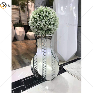 WXMV Home Hotel Decor interior plata triturado diamante espejado grande seguidor ollas espejo jarrón