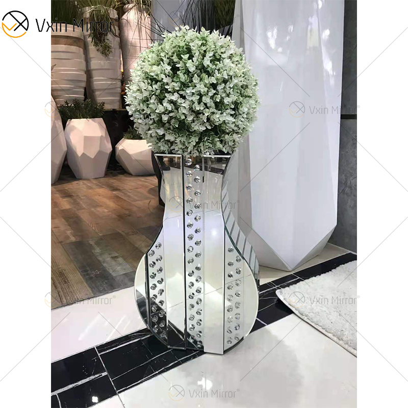 WXMV Home Hotel Decor interior plata triturado diamante espejado grande seguidor ollas espejo jarrón