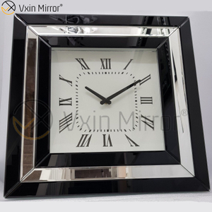 Reloj de pared cuadrado con espejo plateado de suministro de China al por mayor