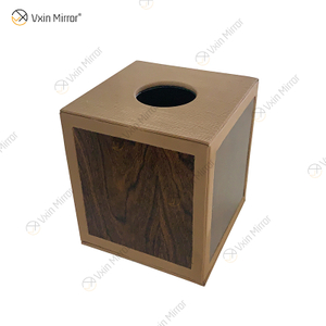 Vxin Mirror WXB-003 Caja de pañuelos de cuero de madera de lujo marrón para decoración del hogar