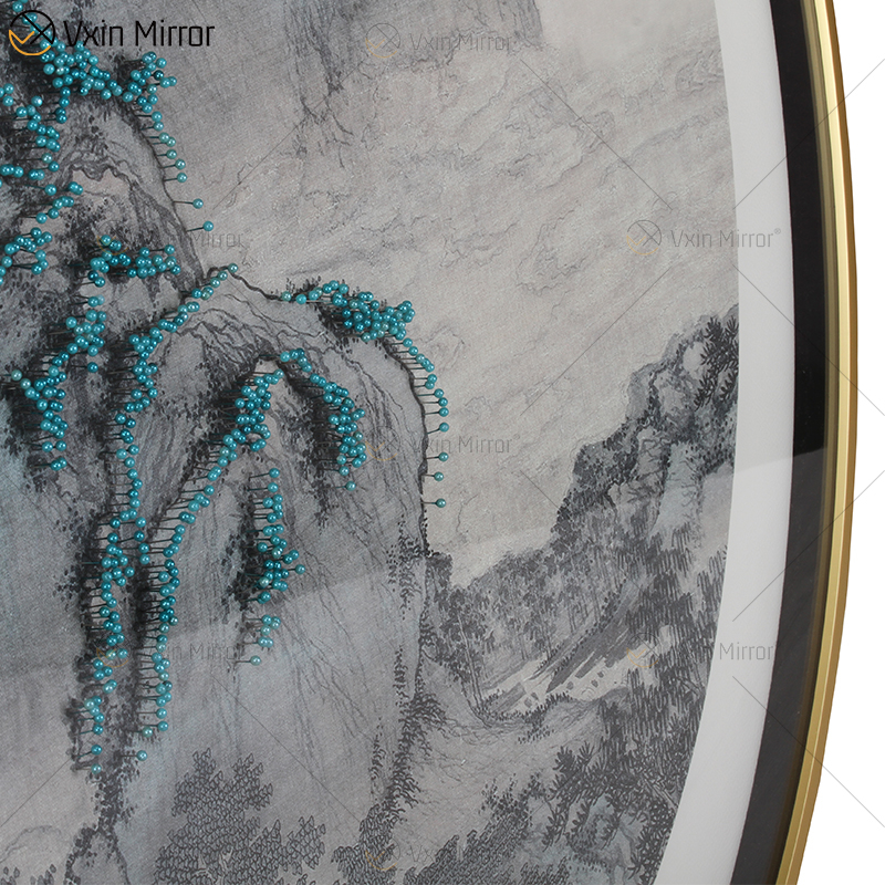 Estilo antiguo Vxin WXPP-86 Simplicidad Árboles Pintura Espejo enmarcado Arte de la pared Pluma Colgando Cuadro para sala de estar Conjunto para la venta