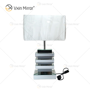 Venta al por mayor WXL-001 Modern Silver Grey Mirrored Lamp Table White Shade para lámpara de espejo de dormitorio