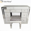 Juego de espejos blancos de venta caliente WXF-792 Tocador moderno con marco de plata con silla 7 cajones