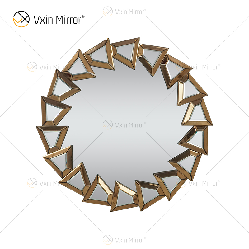 Dos colores WXM-1145 Decoración de pared Espejo colgante de pared de vidrio marrón plateado