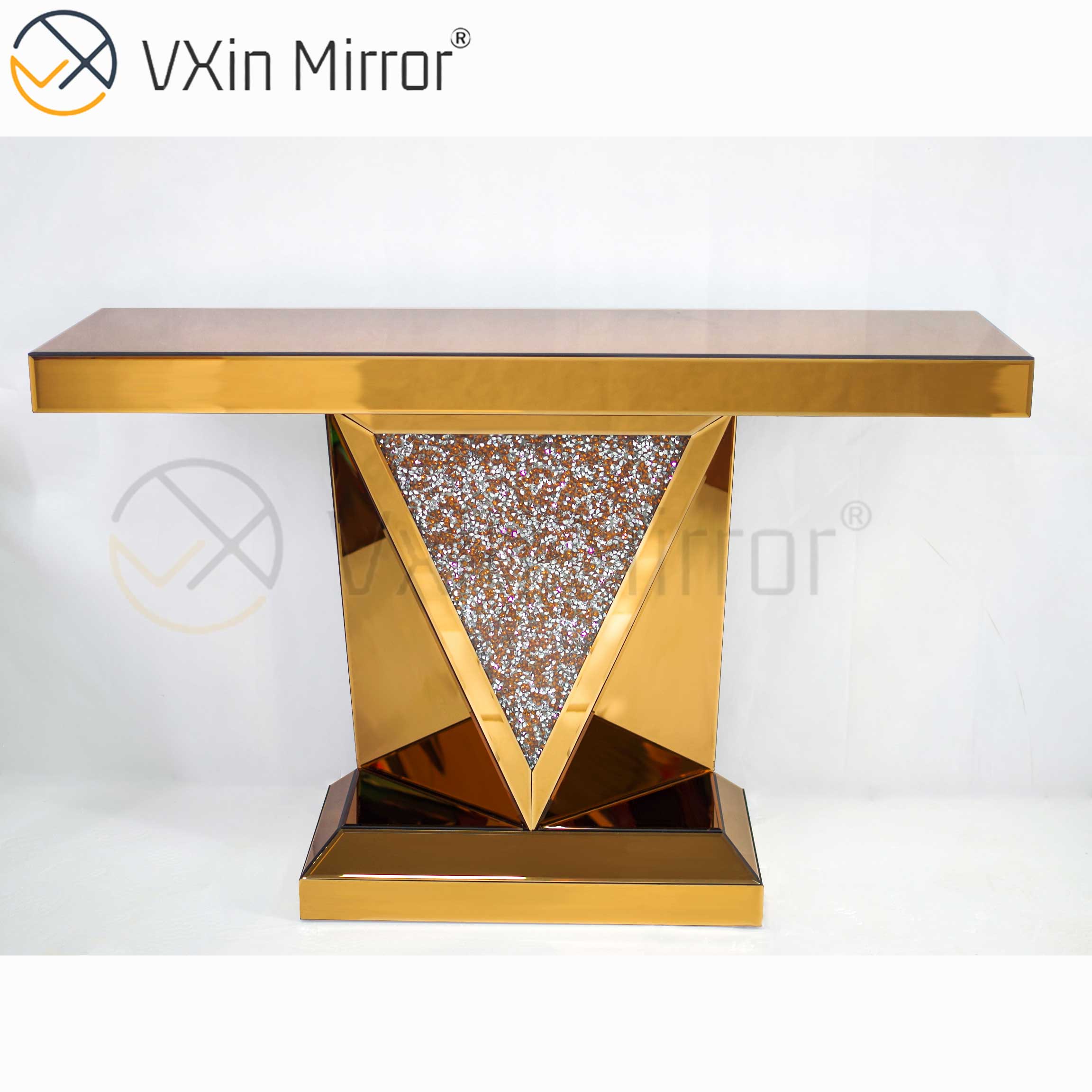 Barato Vxin Muebles modernos para sala de estar Decoración para el hogar Crush Diamond Juego de muebles de lujo Mesa de consola con espejo