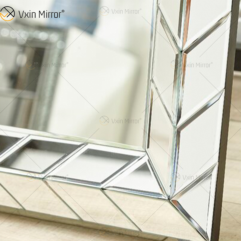 Espejo de suelo rectangular inclinado para colgar de pie, espejo de cuerpo completo moderno 3D, espejo de tocador montado en la pared para dormitorio