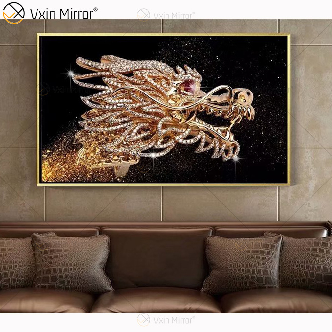 Pintura de porcelana de cristal, marco de MDF cubierto de resina, muebles, espejo decorativo, arte de pared